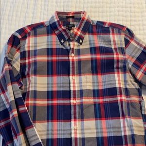 Plaid button down. J Crew. Oxford